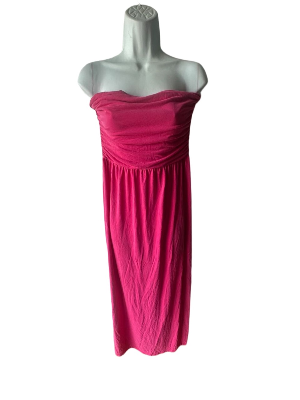 Love Tree Hot Pink Strapless Ruched Maxi Dress Size L